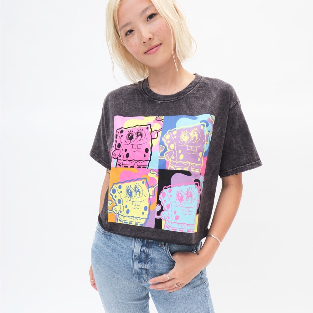 Nickelodeon SpongeBob Pop Art Graphic Cropped Tee